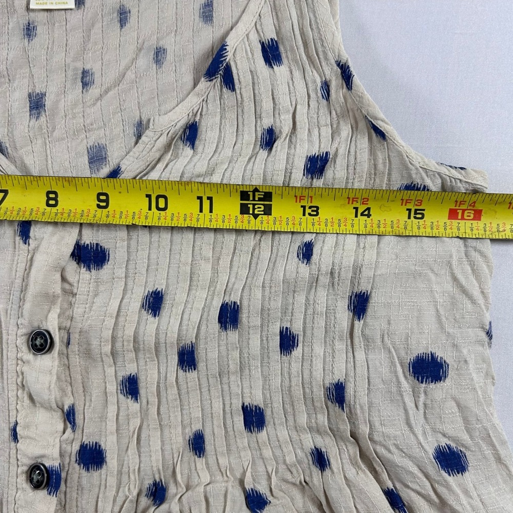 Maeve Saona Swing Tank Womens 0 Beige Blue Polka Dot Peplum Boho Anthropologie - Picture 5 of 7